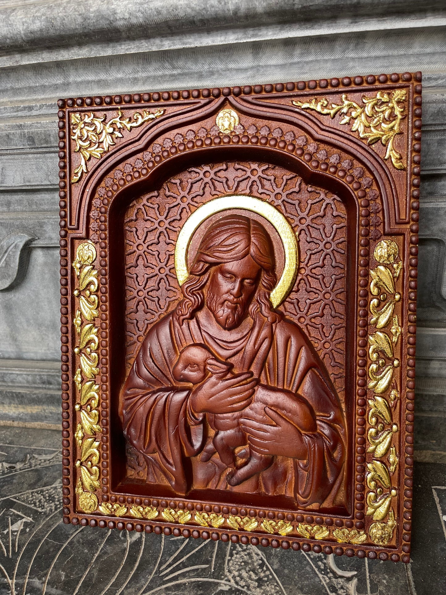 The Good Shepherd – Hand-Carved Jesus with Lamb | Christian Wall Art | Wooden Religious Icon | Catholic Gift | Faith Home Decor